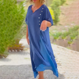 Yuliana - Lässiges Damen Patchwork Kleid mit V-Ausschnitt